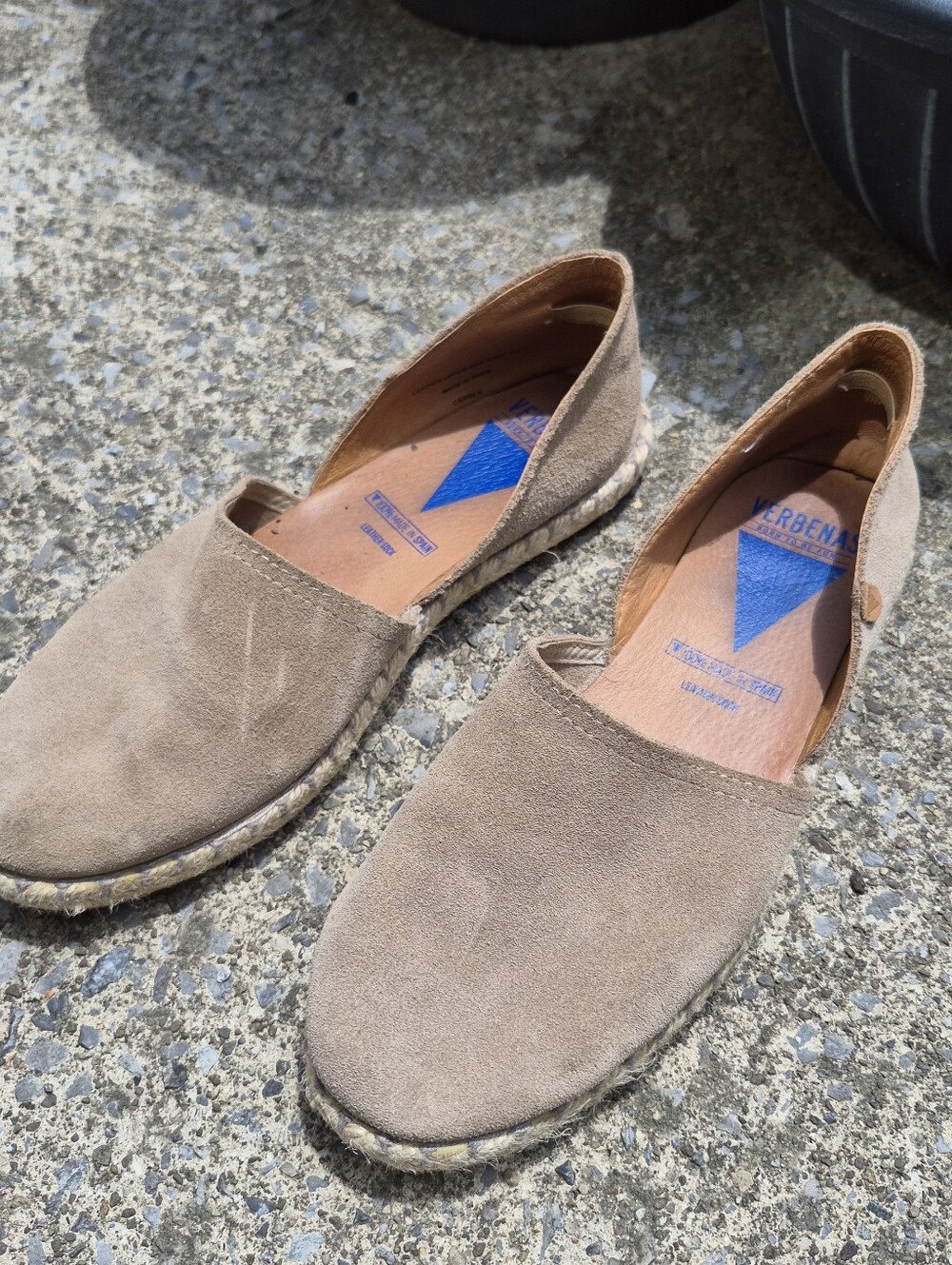 Verbenas Taupe Leather Sock Flat Espadrille Shoe
